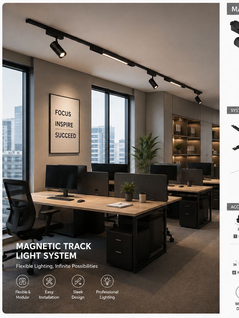 Magnetic Track Light System L, Industrial Arc